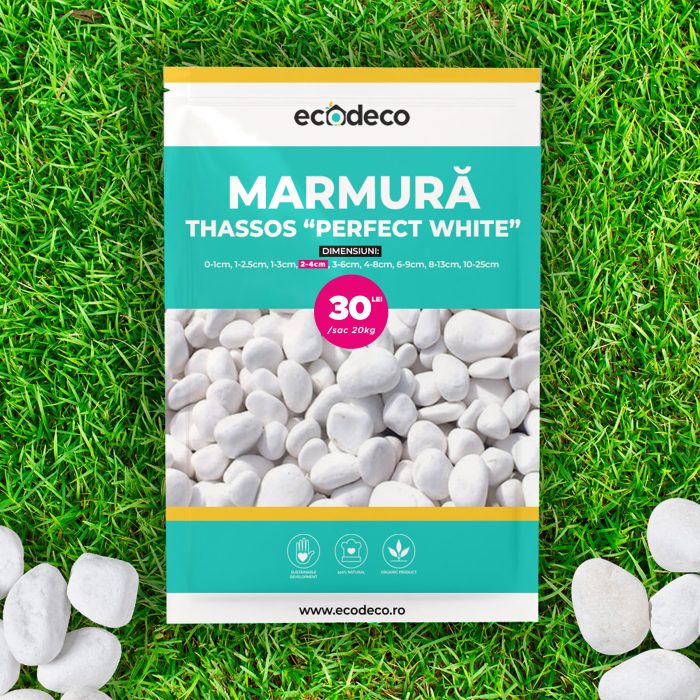 marmura decorativa alba 2-4cm la sac de 20kg