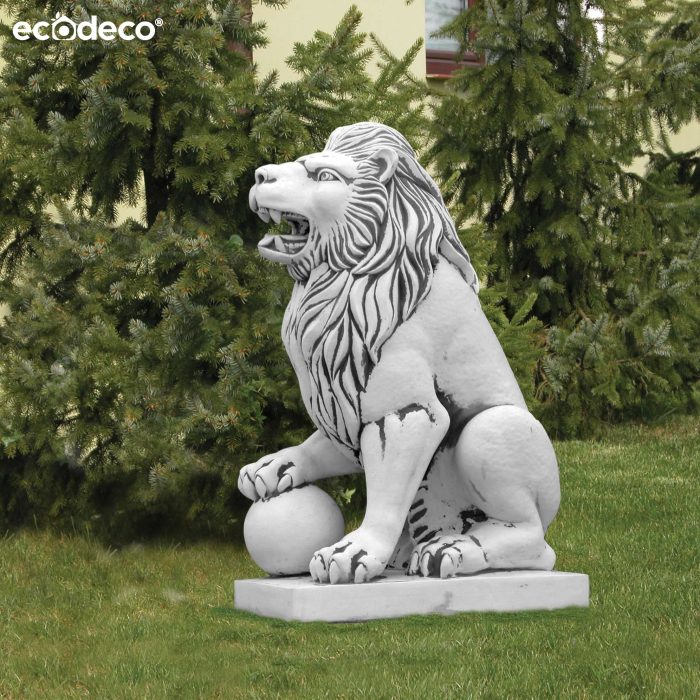 Leu mare decorativ din ciment alb stanga ECO203008 - imagine 1