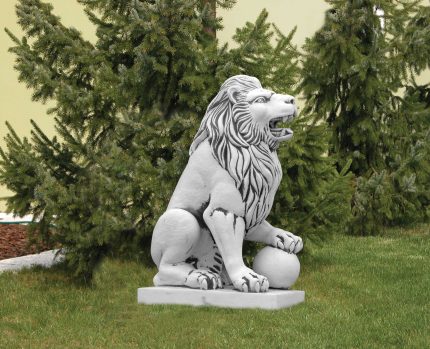 Leu mare decorativ din ciment alb dreapta ECO203011